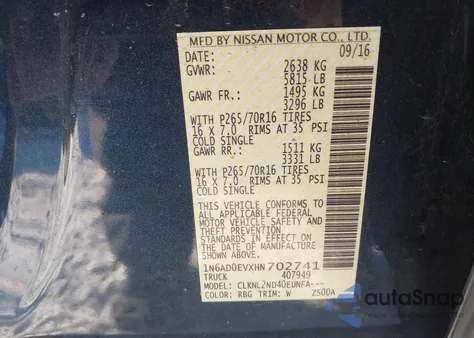 2017 Nissan Frontier Sv z USA, uszkodzony, nr VIN 1N6AD0EVXHN702741